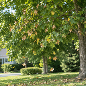 tree dropping leaves in summer